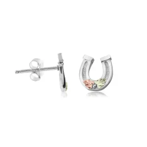 Horseshoe II - Sterling Silver Black Hills Gold Earrings