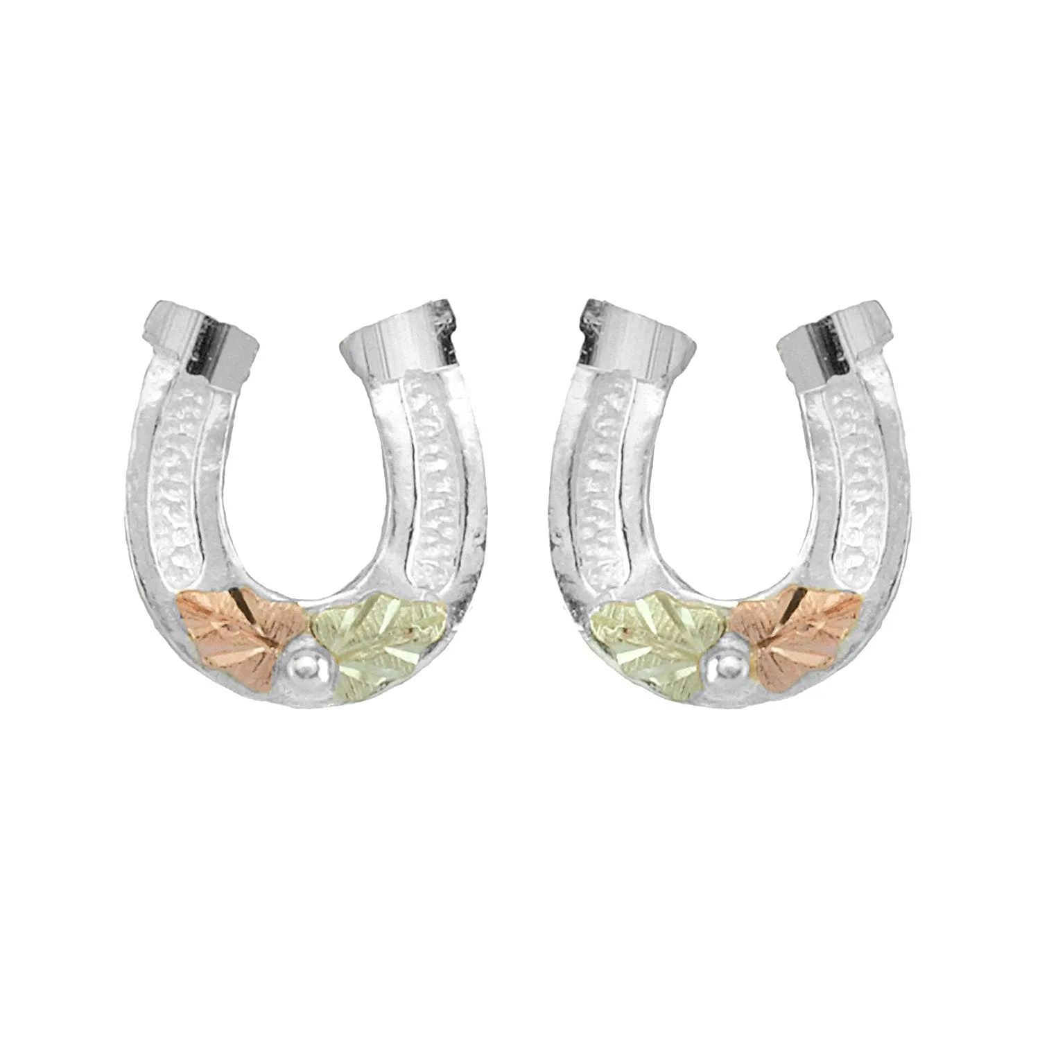 Horseshoe II - Sterling Silver Black Hills Gold Earrings