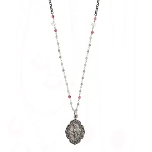 Hummingbird Nature Saint Necklace on Rosary Chain