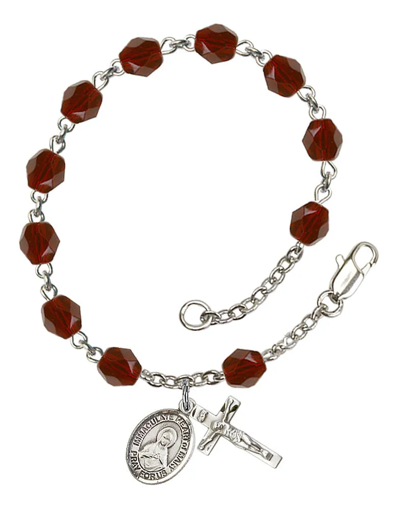 Immaculate Heart of Mary Custom Birthstone Rosary Bracelet