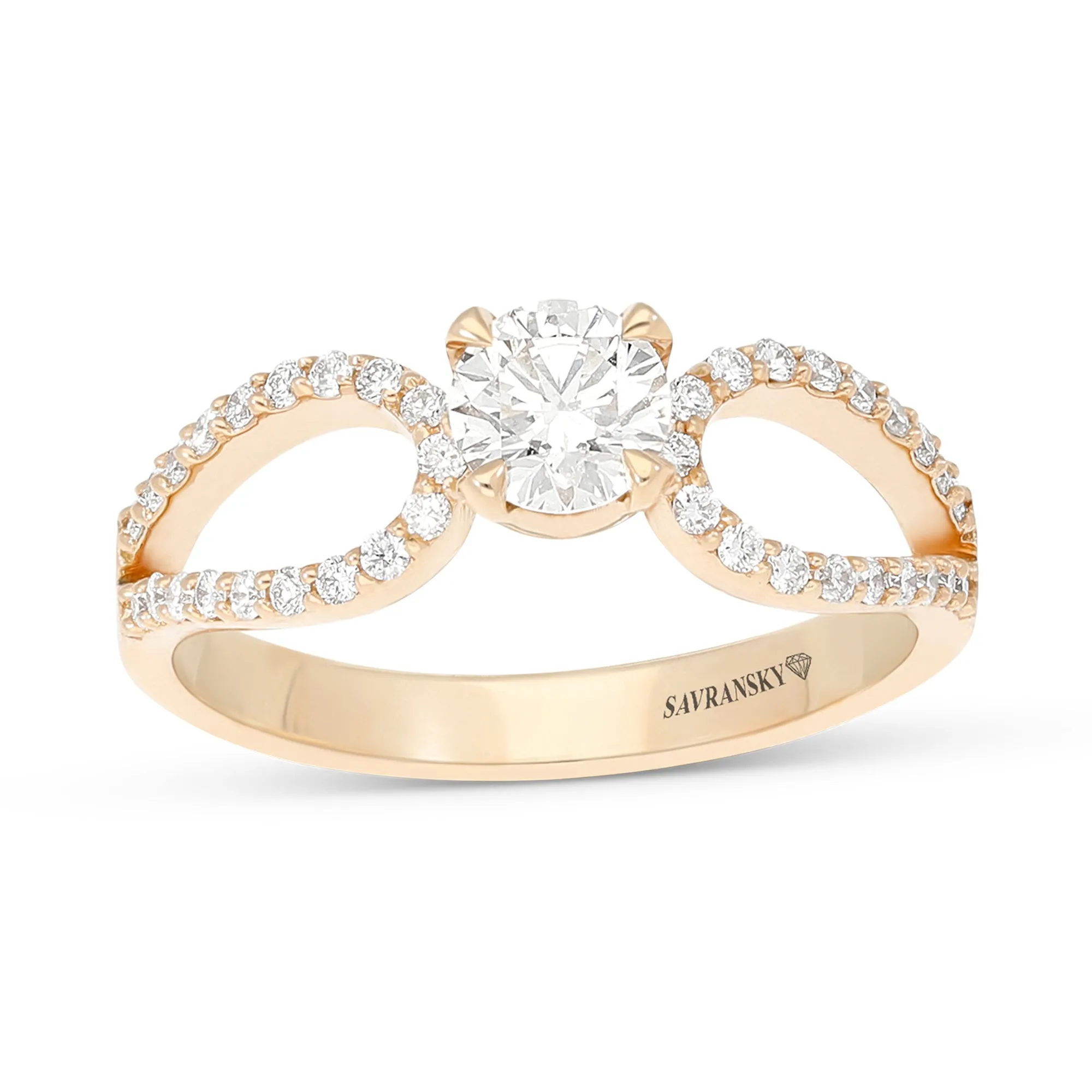 Infinity Rose Gold Round Brilliant Diamond Solitaire Engagement Ring