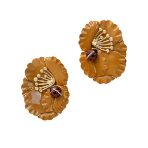 Jasper Leaf with Ladybug Earrings