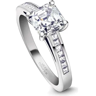 Jeff Cooper Engagement Ring with Channel-Set Square Emerald Cuts