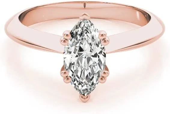 Jewelmore 1/2Carat (ctw) 14K Real Marquise Cut White Diamond Engagement Solitaire Ring, White Gold,Yelllow Gold,Rose Gold