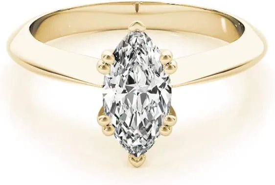 Jewelmore 1/2Carat (ctw) 14K Real Marquise Cut White Diamond Engagement Solitaire Ring, White Gold,Yelllow Gold,Rose Gold