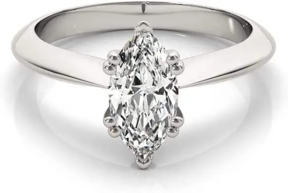 Jewelmore 1/2Carat (ctw) 14K Real Marquise Cut White Diamond Engagement Solitaire Ring, White Gold,Yelllow Gold,Rose Gold