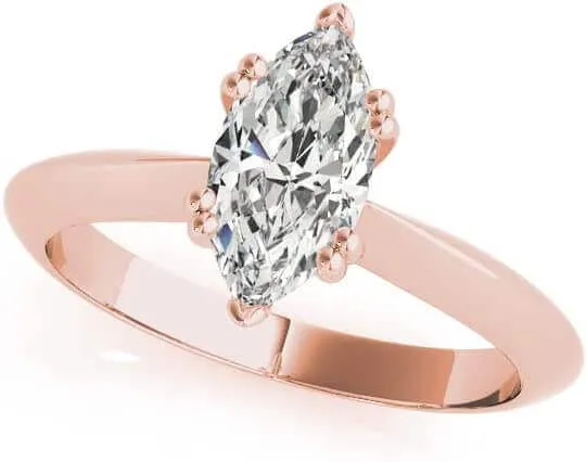 Jewelmore 1/2Carat (ctw) 14K Real Marquise Cut White Diamond Engagement Solitaire Ring, White Gold,Yelllow Gold,Rose Gold