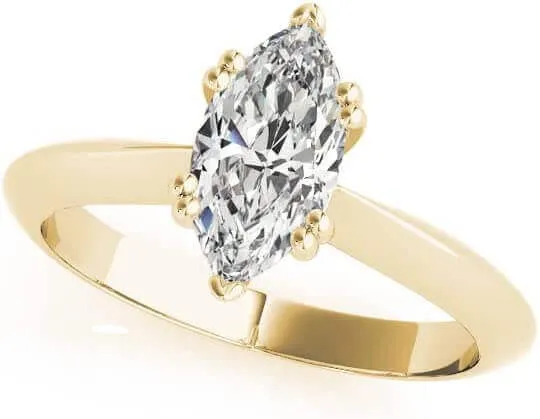 Jewelmore 1/2Carat (ctw) 14K Real Marquise Cut White Diamond Engagement Solitaire Ring, White Gold,Yelllow Gold,Rose Gold