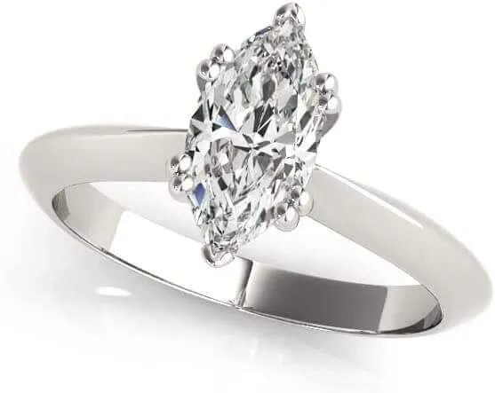 Jewelmore 1/2Carat (ctw) 14K Real Marquise Cut White Diamond Engagement Solitaire Ring, White Gold,Yelllow Gold,Rose Gold