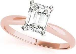 Jewelmore 1/2ct Certified Emerald-Cut Diamond Solitaire Engagement Ring in 14K Gold (H-I/VS2-SI1)