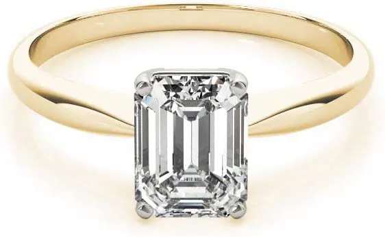 Jewelmore 1/2ct Certified Emerald-Cut Diamond Solitaire Engagement Ring in 14K Gold (H-I/VS2-SI1)