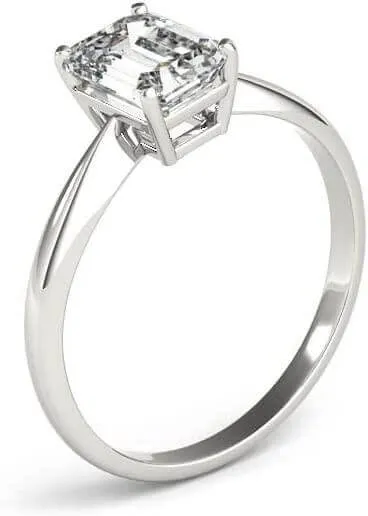 Jewelmore 1/2ct Certified Emerald-Cut Diamond Solitaire Engagement Ring in 14K Gold (H-I/VS2-SI1)