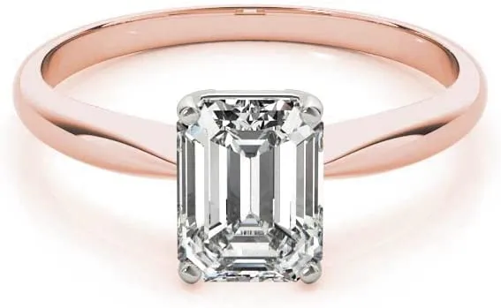 Jewelmore 1/2ct Certified Emerald-Cut Diamond Solitaire Engagement Ring in 14K Gold (H-I/VS2-SI1)