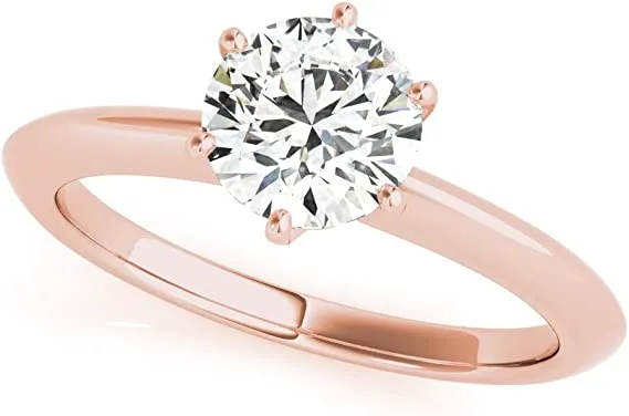 JewelMore Certified 1.00 Carat Diamond, Prong Set 14K Rose White & Yellow Gold Lab Grown Diamonds Solitaire Engagement Ring Diamond Quality (G-H, VS-SI1) by Revival Diamonds