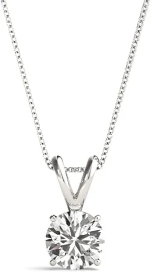 JewelMore Necklace for Women Lab Grown Diamond Solitaire Certified G-H VS-SI1 White Gold