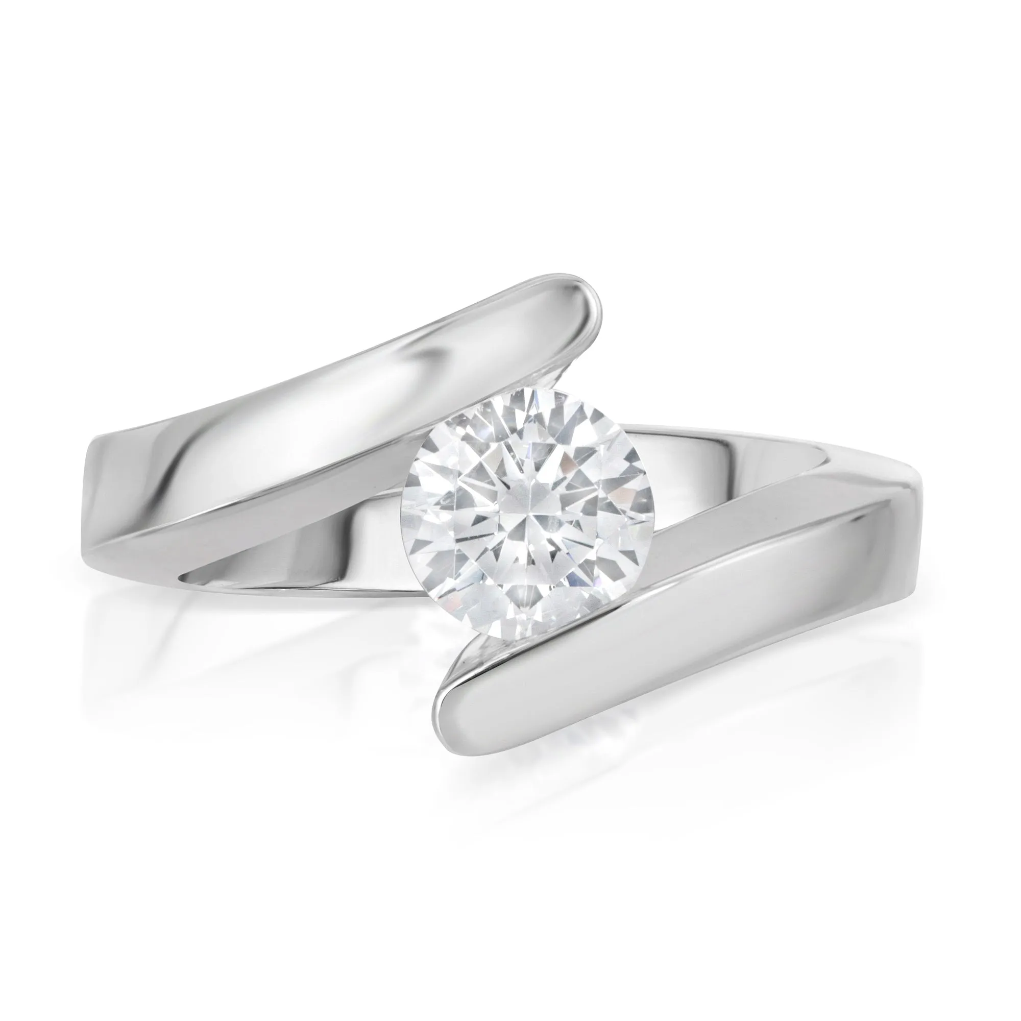 Johanna Modern Bypass Tension Set Engagement Ring in 14K, 18K or Platinum