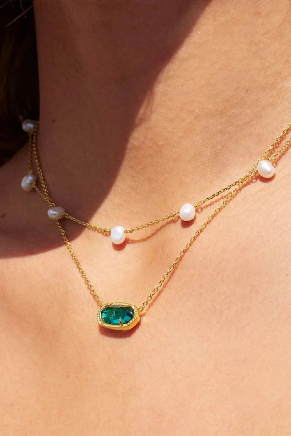 Kendra Scott Leighton Gold Pearl Strand Necklace in White Pearl | 9608852560