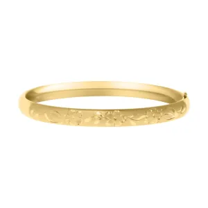 Kiddie Kraft 14K Yellow Gold Filled Hand Engraved Floral Baby Bangle Bracelet