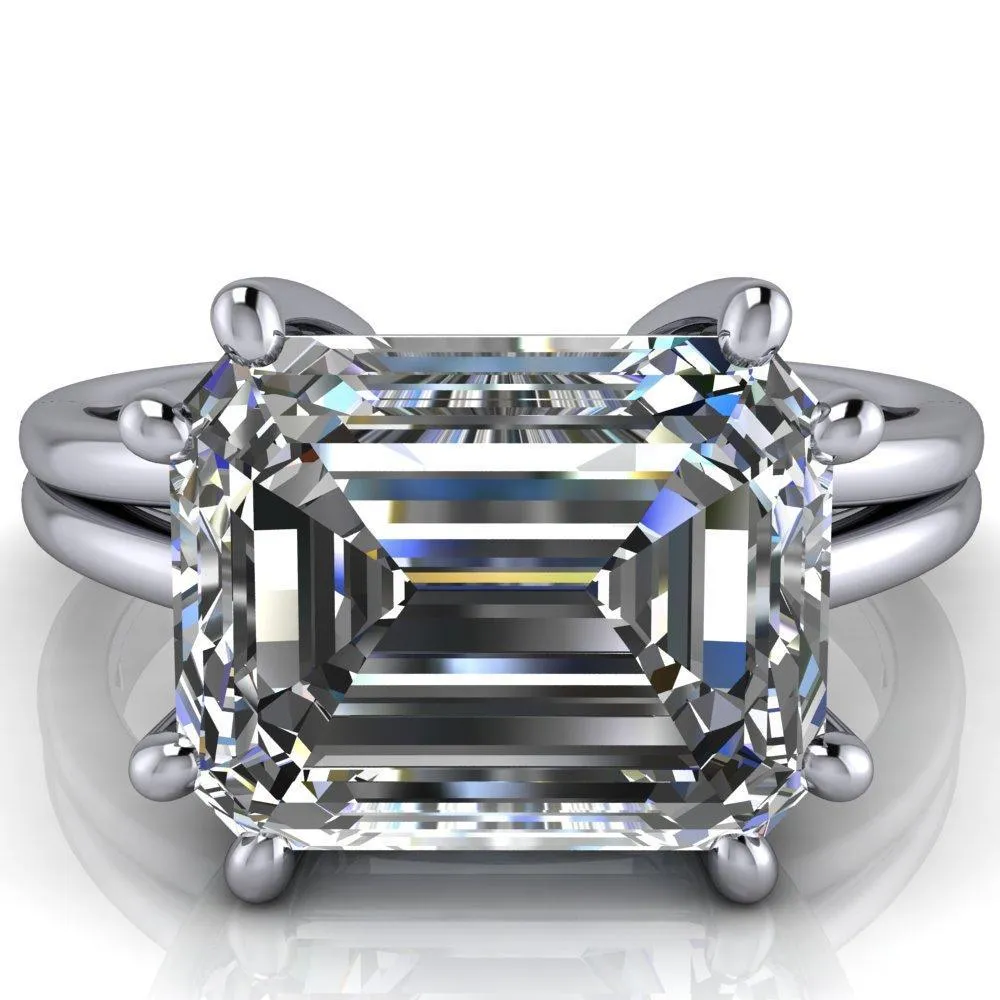 Knox Emerald Center Stone 8 Prong Shank Split Engagement Ring