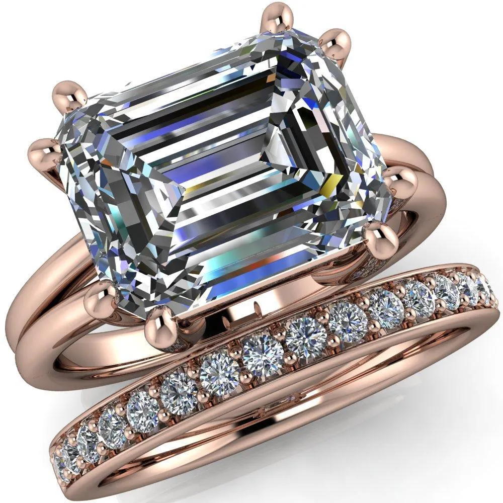 Knox Emerald Center Stone 8 Prong Shank Split Engagement Ring