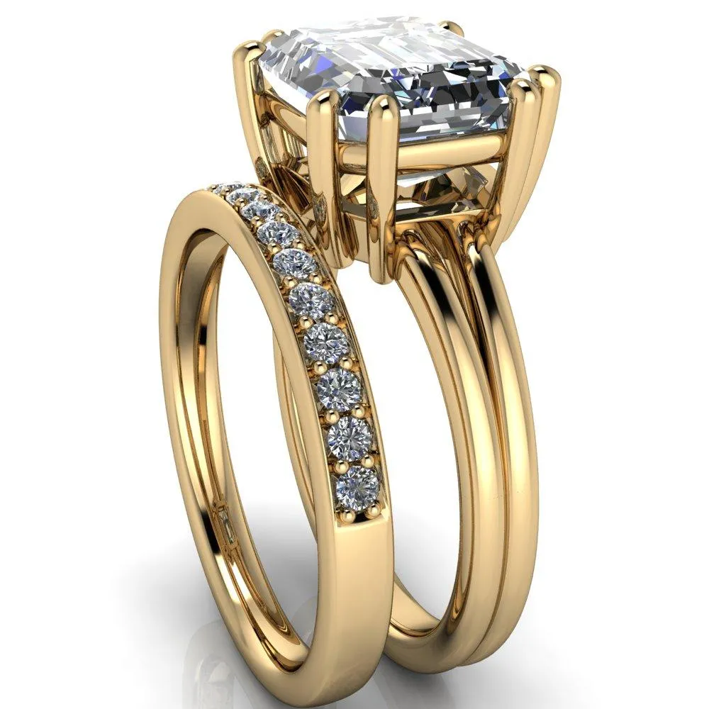 Knox Emerald Center Stone 8 Prong Shank Split Engagement Ring