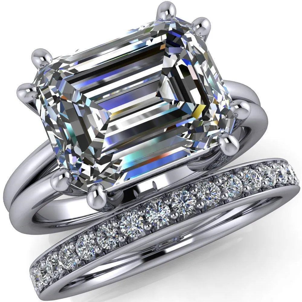 Knox Emerald Center Stone 8 Prong Shank Split Engagement Ring