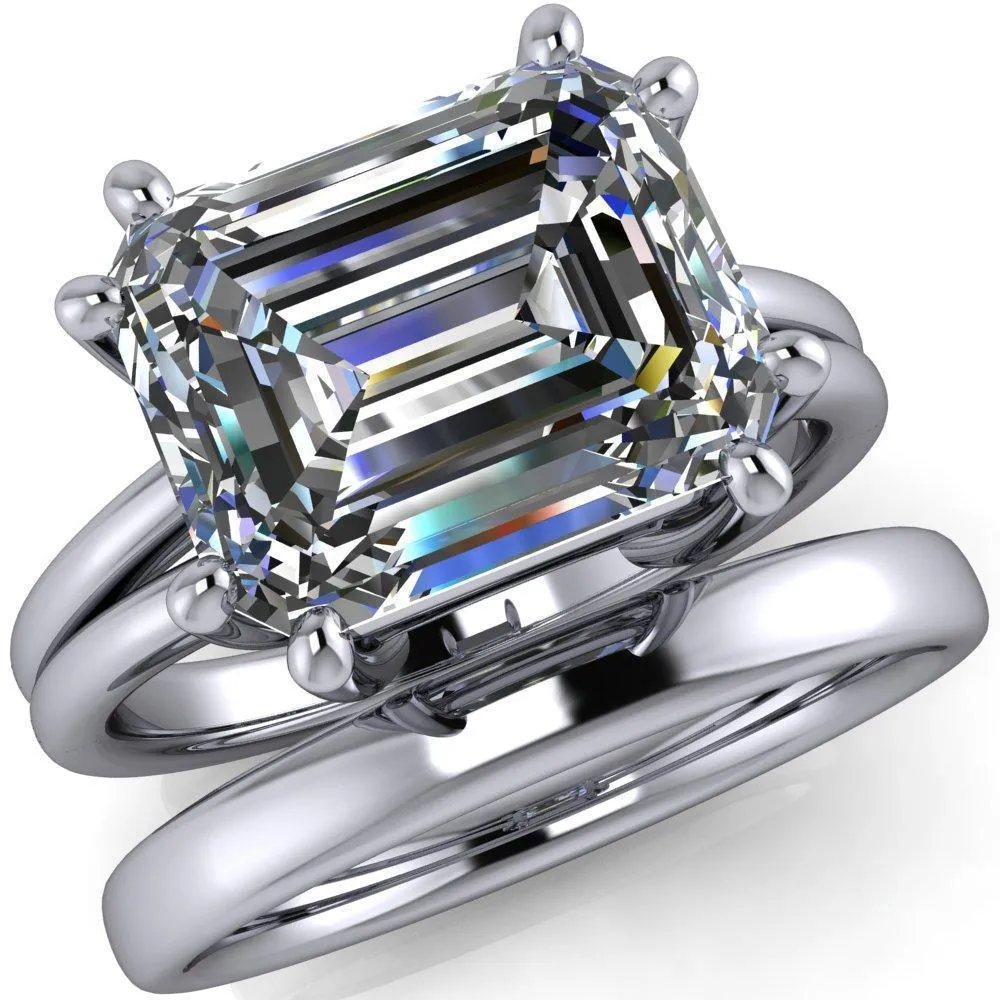 Knox Emerald Center Stone 8 Prong Shank Split Engagement Ring
