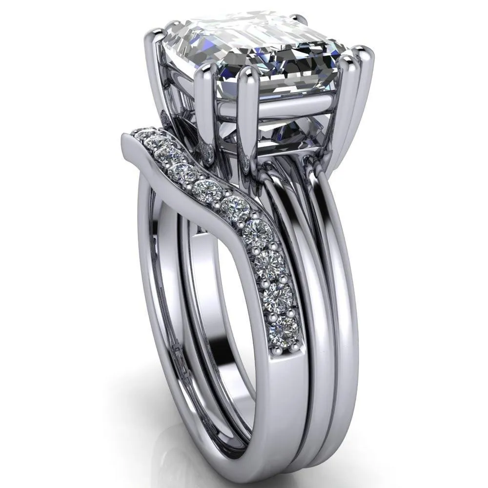Knox Emerald Center Stone 8 Prong Shank Split Engagement Ring