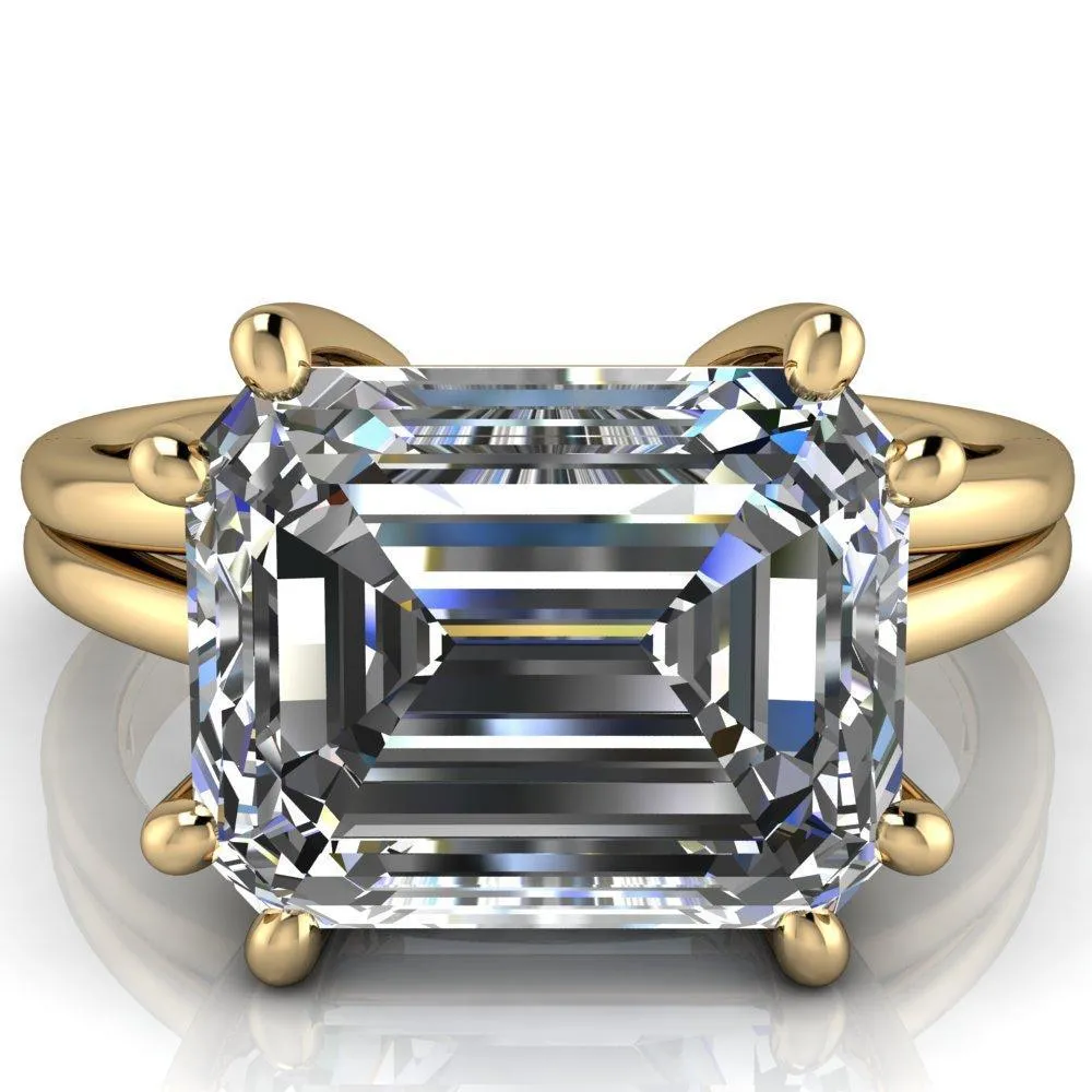 Knox Emerald Center Stone 8 Prong Shank Split Engagement Ring