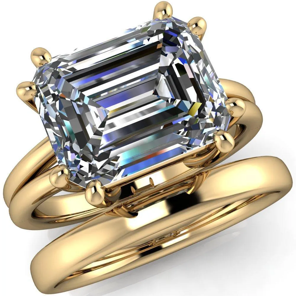 Knox Emerald Center Stone 8 Prong Shank Split Engagement Ring