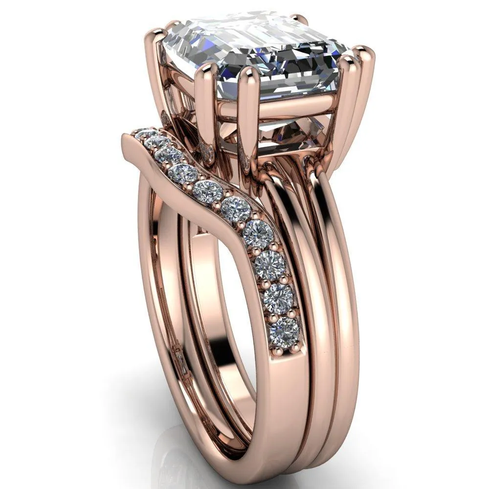 Knox Emerald Center Stone 8 Prong Shank Split Engagement Ring