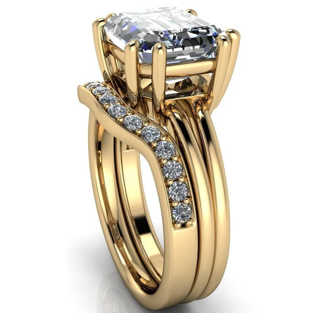 Knox Emerald Center Stone 8 Prong Shank Split Engagement Ring