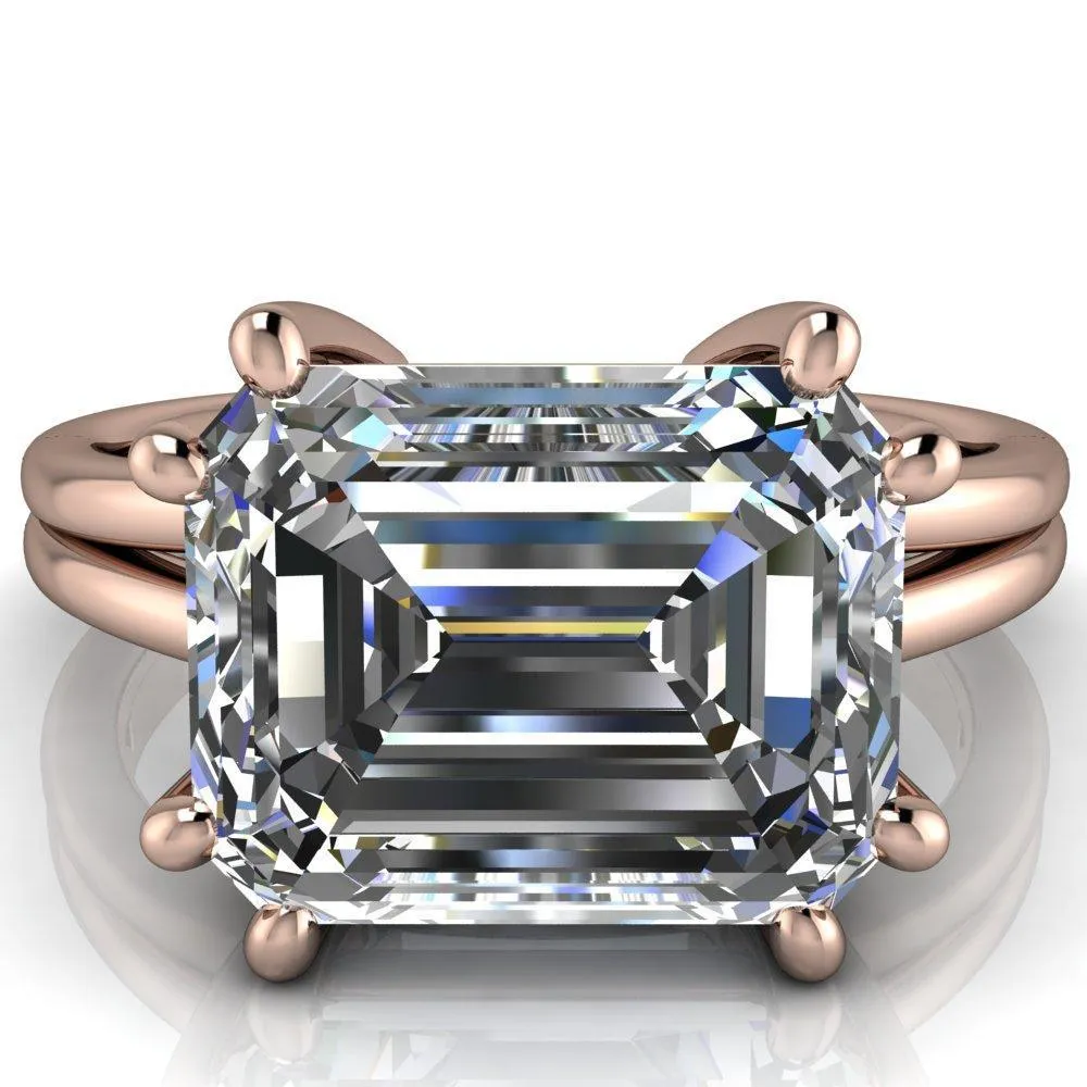 Knox Emerald Center Stone 8 Prong Shank Split Engagement Ring