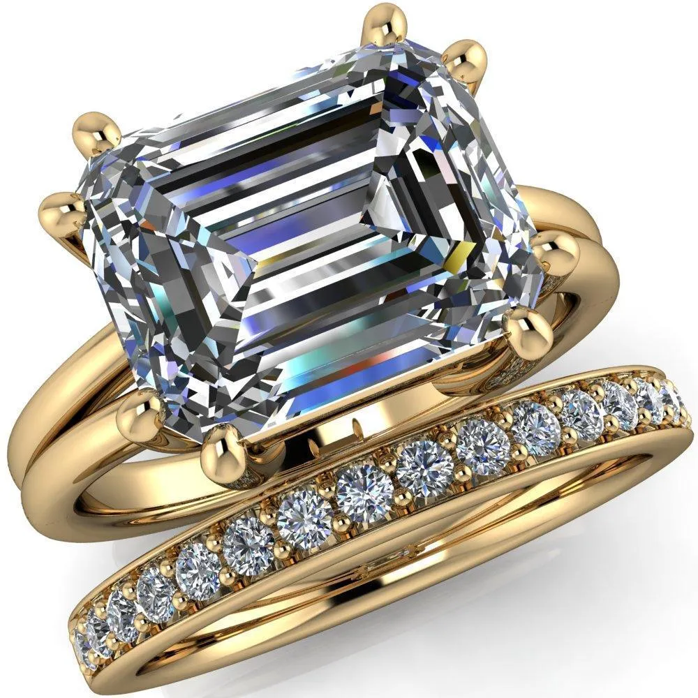 Knox Emerald Center Stone 8 Prong Shank Split Engagement Ring