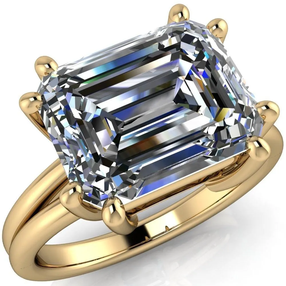 Knox Emerald Center Stone 8 Prong Shank Split Engagement Ring