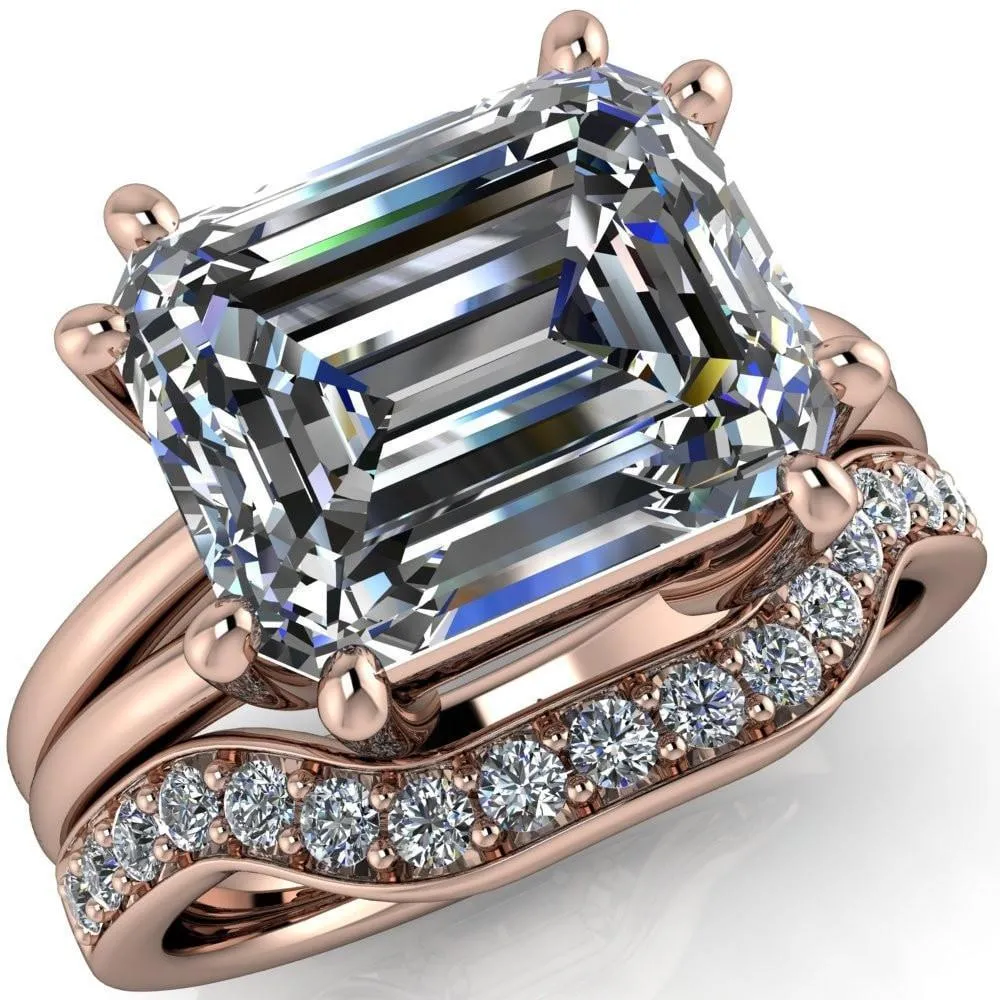 Knox Emerald Center Stone 8 Prong Shank Split Engagement Ring