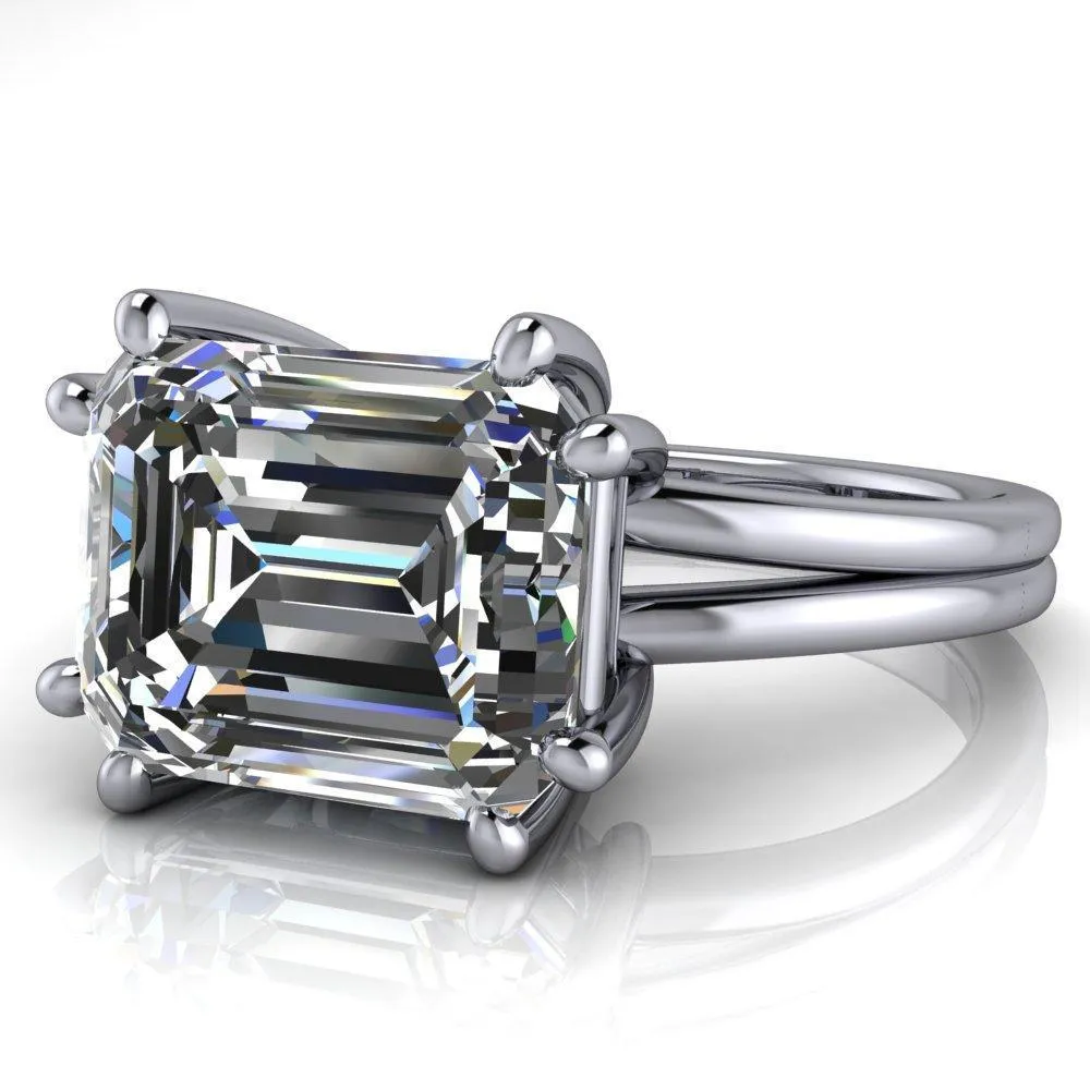 Knox Emerald Center Stone 8 Prong Shank Split Engagement Ring