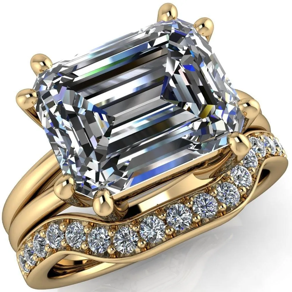 Knox Emerald Center Stone 8 Prong Shank Split Engagement Ring