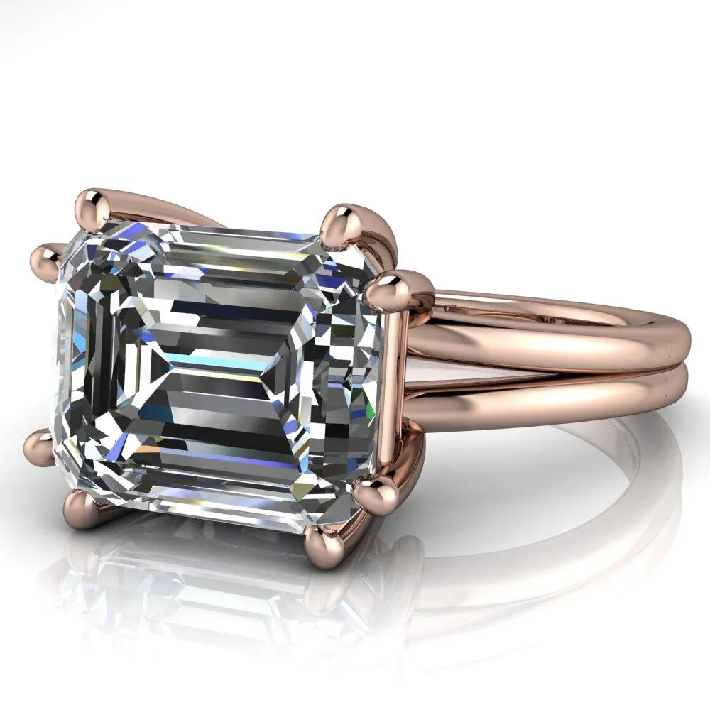 Knox Emerald Center Stone 8 Prong Shank Split Engagement Ring