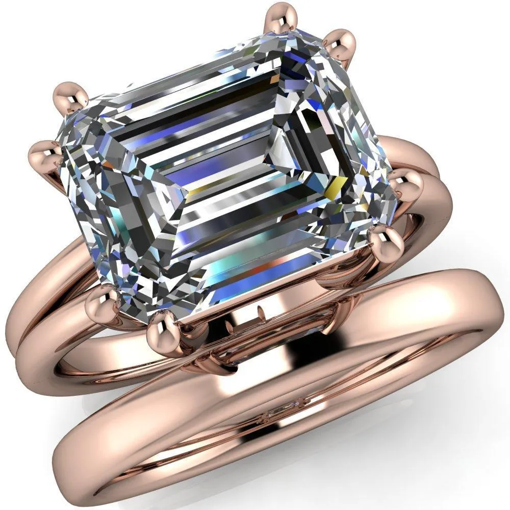 Knox Emerald Center Stone 8 Prong Shank Split Engagement Ring