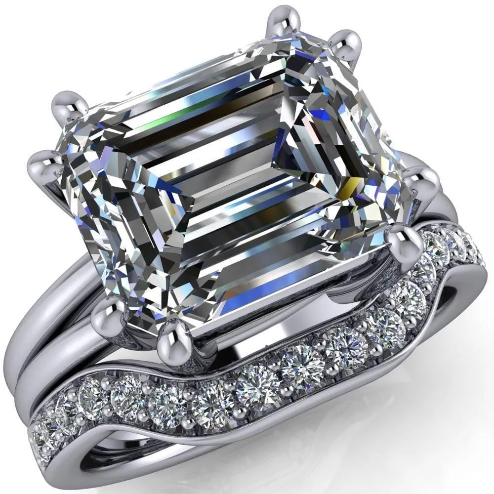 Knox Emerald Center Stone 8 Prong Shank Split Engagement Ring