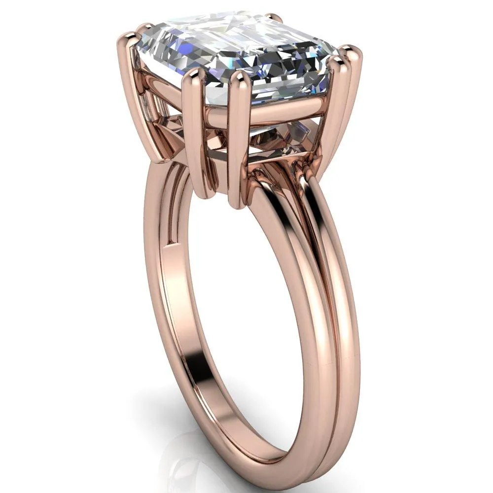 Knox Emerald Center Stone 8 Prong Shank Split Engagement Ring
