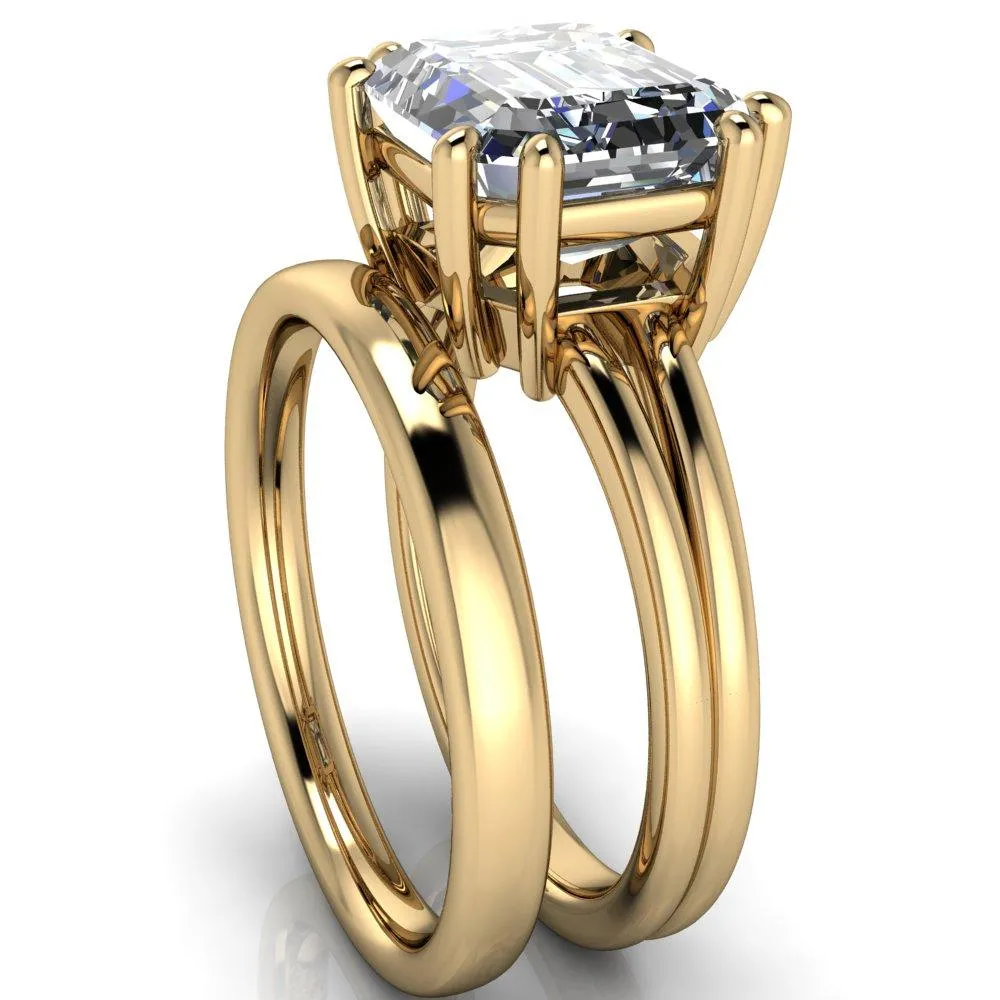 Knox Emerald Center Stone 8 Prong Shank Split Engagement Ring