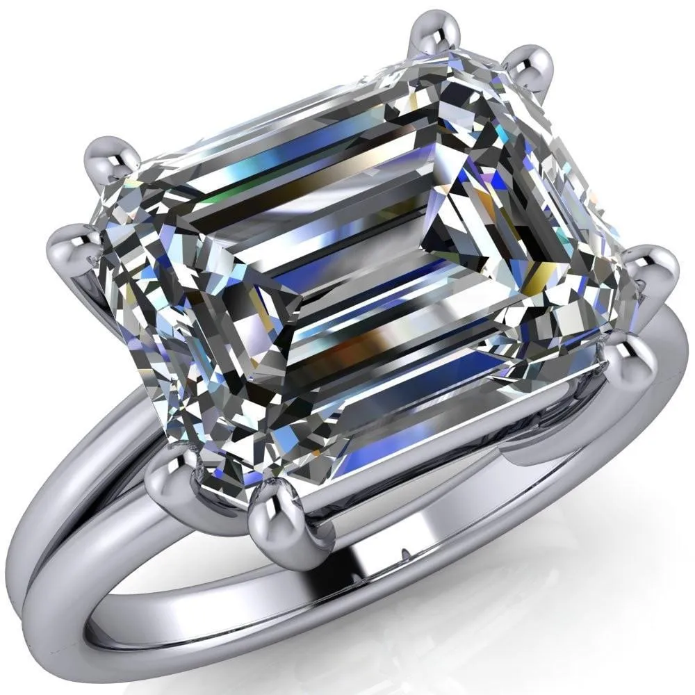 Knox Emerald Center Stone 8 Prong Shank Split Engagement Ring