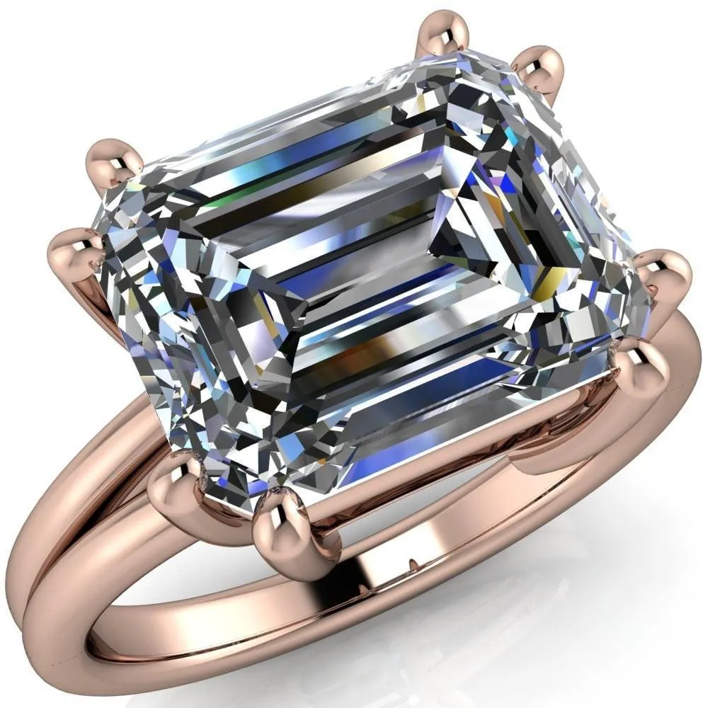 Knox Emerald Center Stone 8 Prong Shank Split Engagement Ring