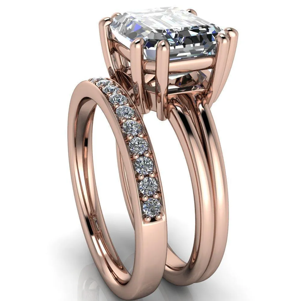 Knox Emerald Center Stone 8 Prong Shank Split Engagement Ring