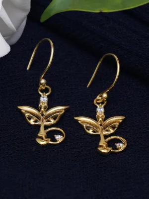 KUNUZ 925 Sterling Silver Gold Plated Durga Mata Shape Dangler Earrings for Women