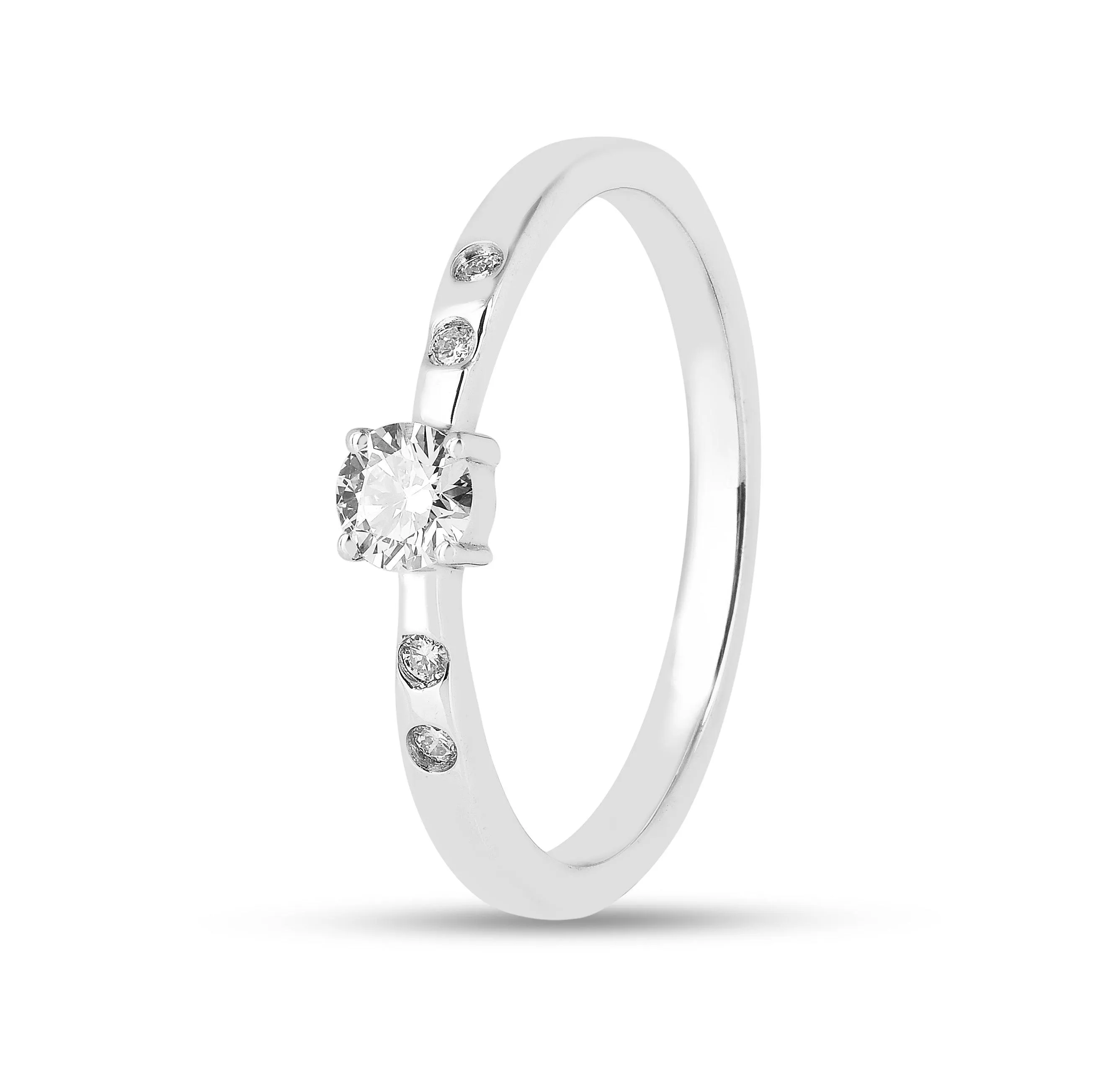 Lab  Diamond Solitaire Silver Ring