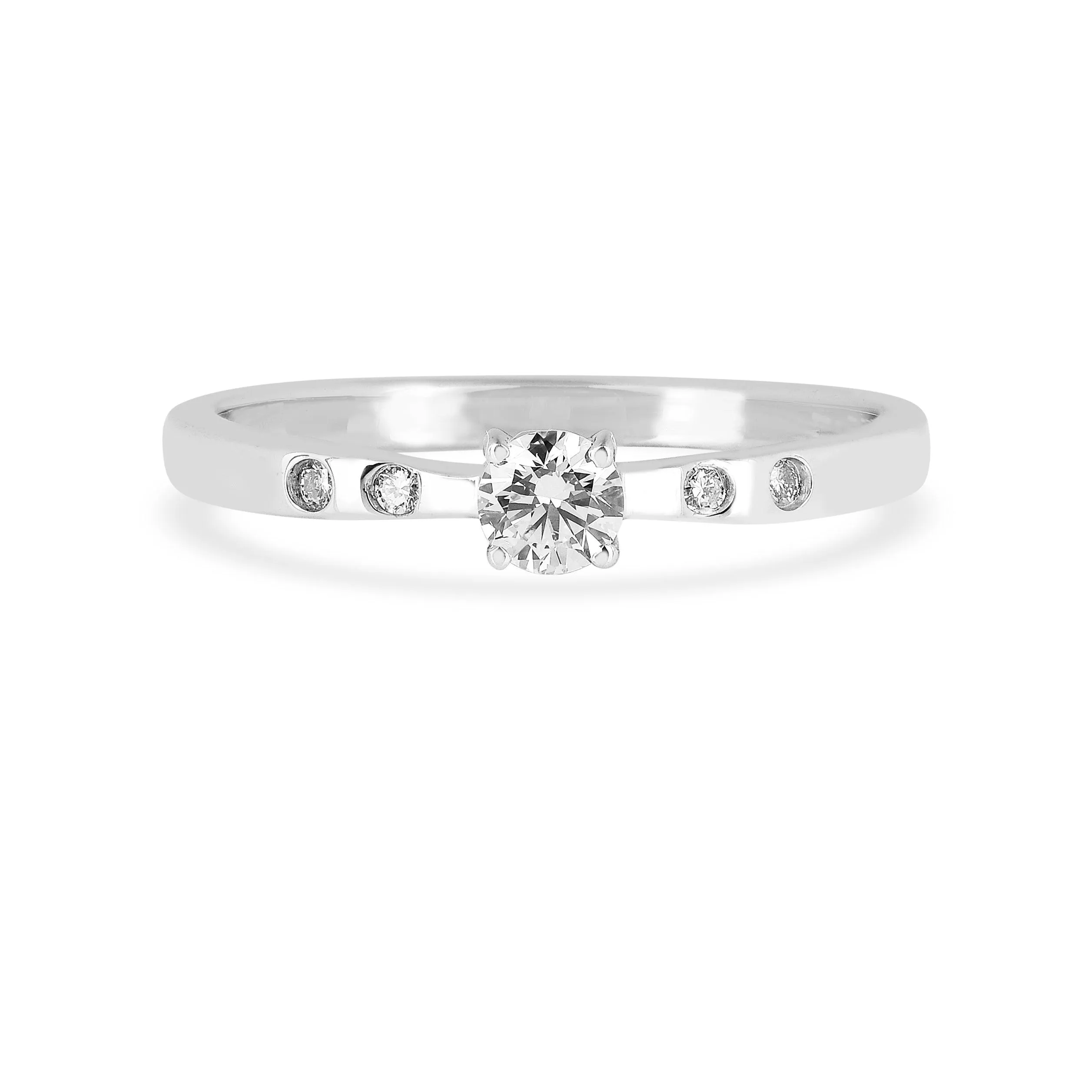 Lab  Diamond Solitaire Silver Ring