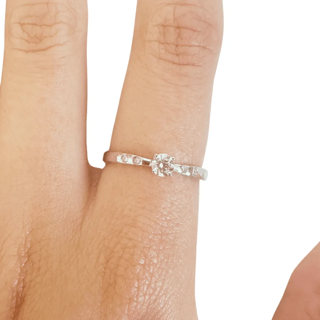 Lab  Diamond Solitaire Silver Ring